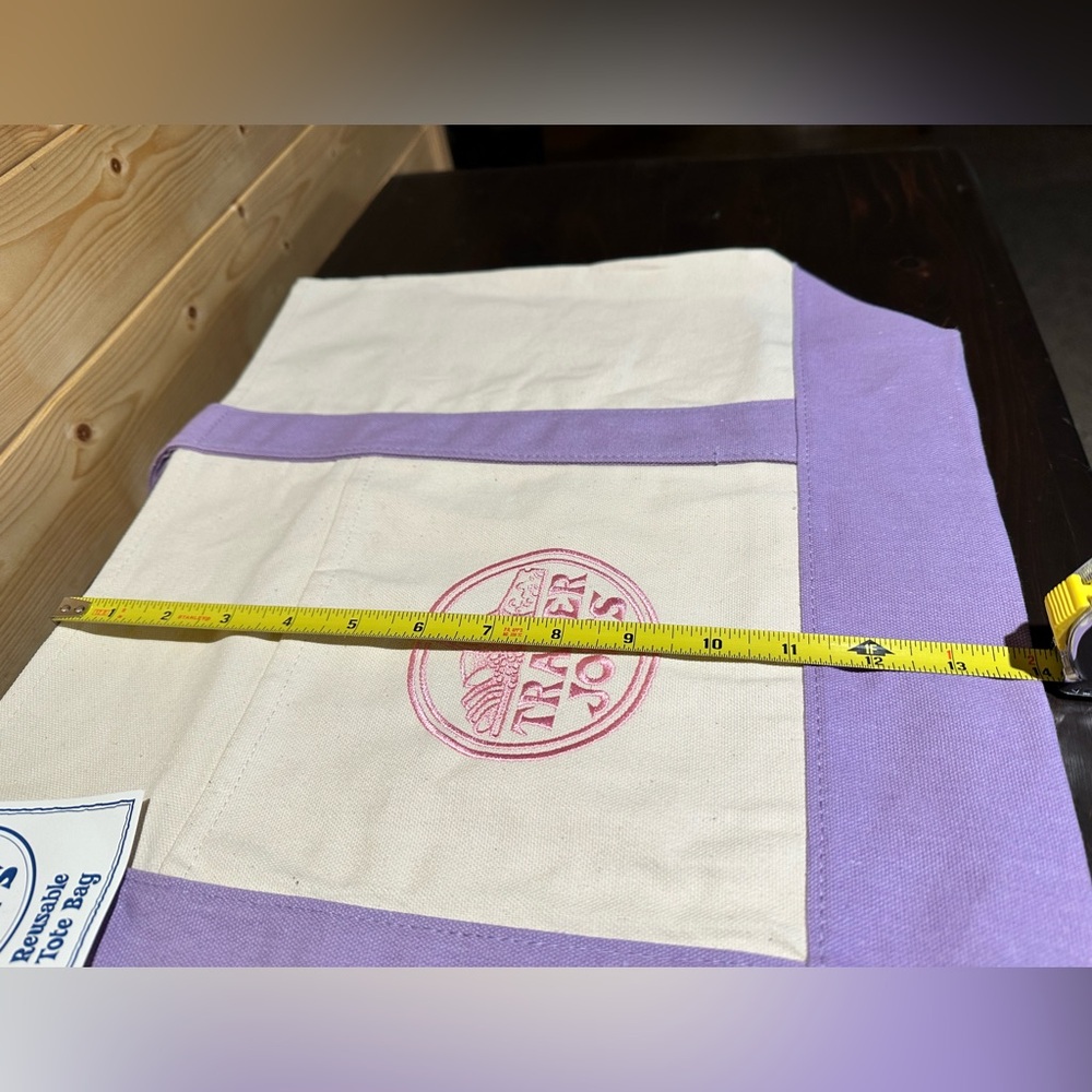 BNWT 2026 large lavender Trader Joe’s canvas tote & matching mini pink pastel - Picture 3 of 5
